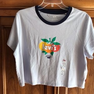 Levi's Light blue Cropped Retro T=Shirt California Oranges Graphic Large
